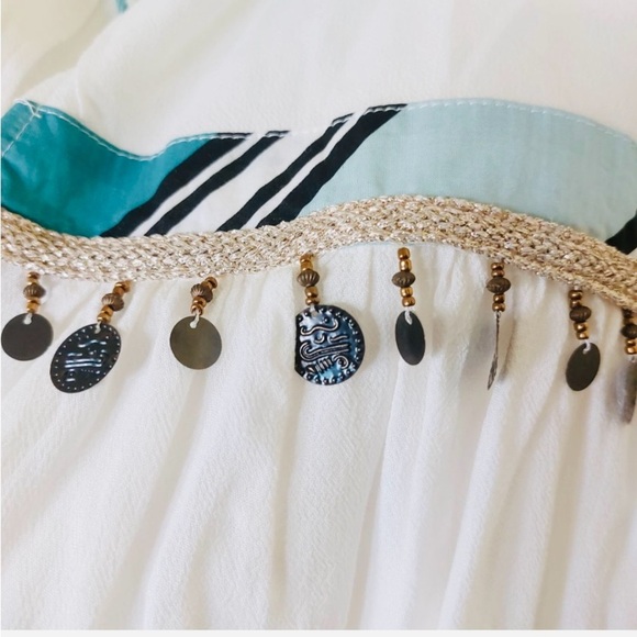 Chico’s Women's White Embellished Open Front Tassle Tie Lightweight Jacket Sz L - Picture 10 of 13